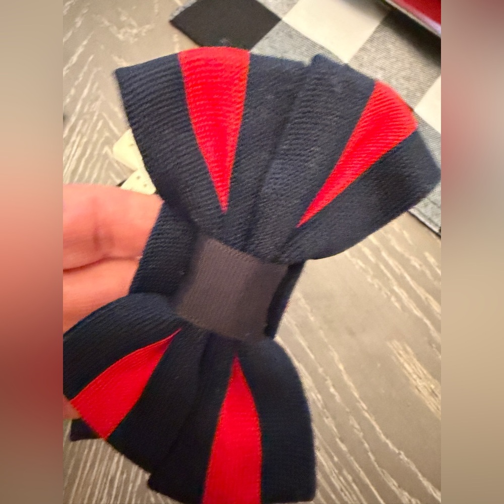 Navy and Red Striped Bow Hair Clip for Kids